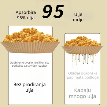 Kvadratni silikonski papir za pečenje za air fryer, 38-40 g/m²