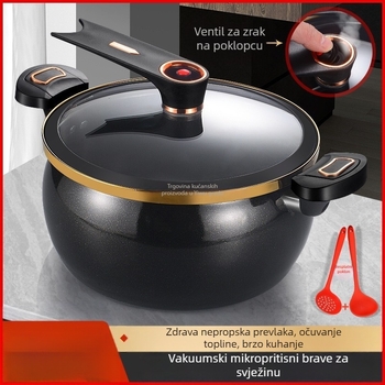 Lonac za juhe u novokineskom stilu, od željeza, stakleni poklopac, premaz protiv prijanjanja