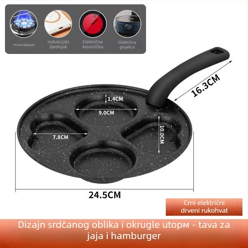 Tiganj za jaja s neprijanjajućim premazom, višestruki mrežni dizajn, od finog željeza, dubina 2 cm, težina 350 g