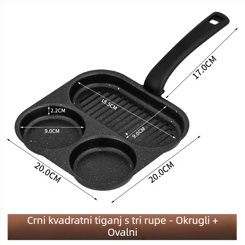 Tiganj za jaja s neprijanjajućim premazom, višestruki mrežni dizajn, od finog željeza, dubina 2 cm, težina 350 g