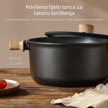 Lonac za juhu s dvostrukim ručkama, neprijanjajući premaz, model 985, kapacitet 2.1–3 L, materijal: svila cvijeta