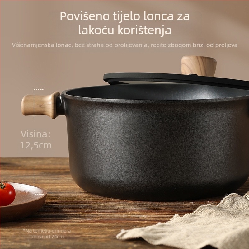 Lonac za juhu s dvostrukim ručkama, neprijanjajući premaz, model 985, kapacitet 2.1–3 L, materijal: svila cvijeta