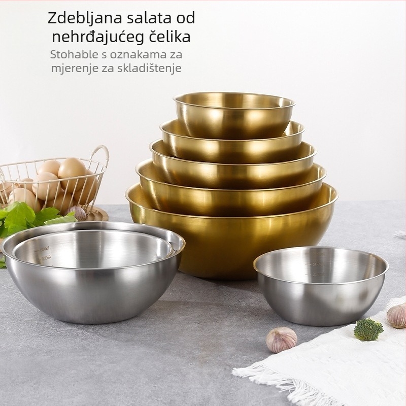 Salatna zdjela, nepravilnog oblika, 201 nehrđajući čelik, brušena površina, moderni jednostavan dizajn