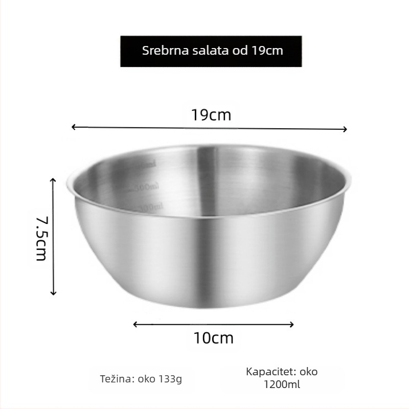 Salatna zdjela, nepravilnog oblika, 201 nehrđajući čelik, brušena površina, moderni jednostavan dizajn