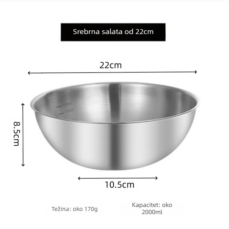 Salatna zdjela, nepravilnog oblika, 201 nehrđajući čelik, brušena površina, moderni jednostavan dizajn