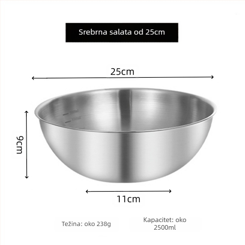 Salatna zdjela, nepravilnog oblika, 201 nehrđajući čelik, brušena površina, moderni jednostavan dizajn