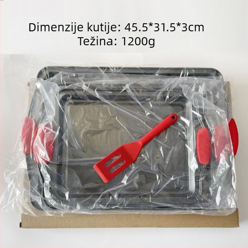 Pravokutni antiadhezivni pleh za pečenje i kalup za kolač, otporan na visoke temperature, od karbonskog čelika, moderni minimalistički stil.