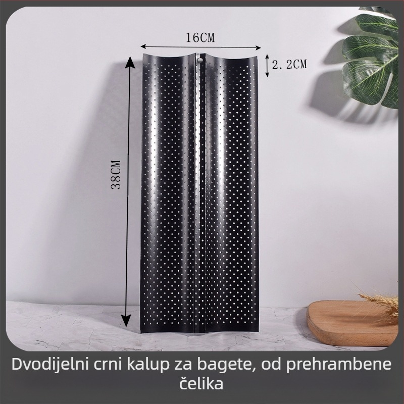 Beike Okrugla kalupa za bagete s neprimjenjivim premazom od karbonske čelika, 2/3/4 komore; pogodna za pizzu, tortu i mousse