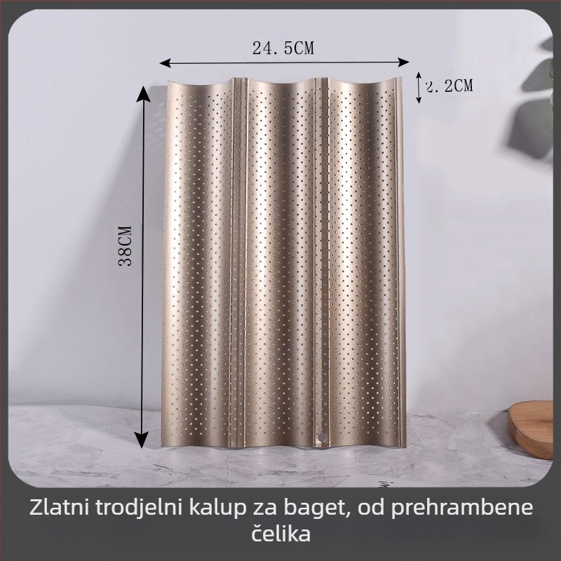 Beike Okrugla kalupa za bagete s neprimjenjivim premazom od karbonske čelika, 2/3/4 komore; pogodna za pizzu, tortu i mousse