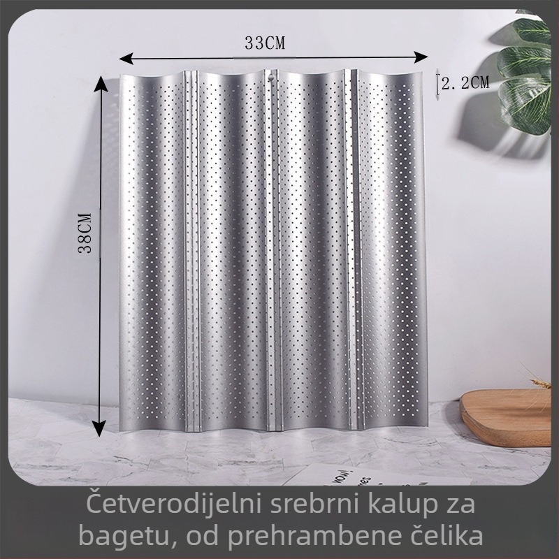 Beike Okrugla kalupa za bagete s neprimjenjivim premazom od karbonske čelika, 2/3/4 komore; pogodna za pizzu, tortu i mousse