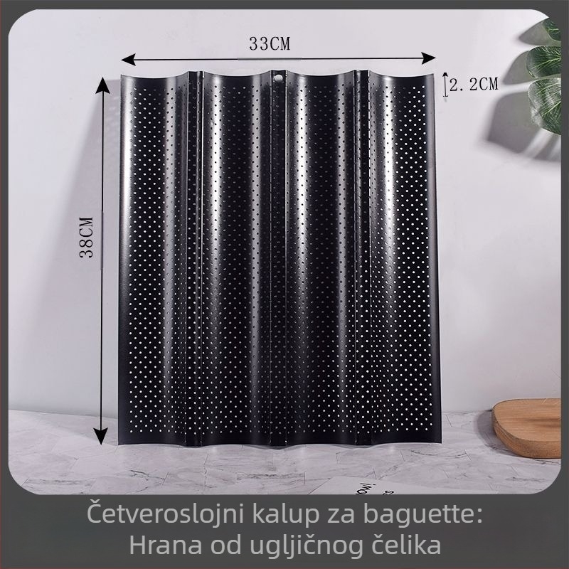 Beike Okrugla kalupa za bagete s neprimjenjivim premazom od karbonske čelika, 2/3/4 komore; pogodna za pizzu, tortu i mousse