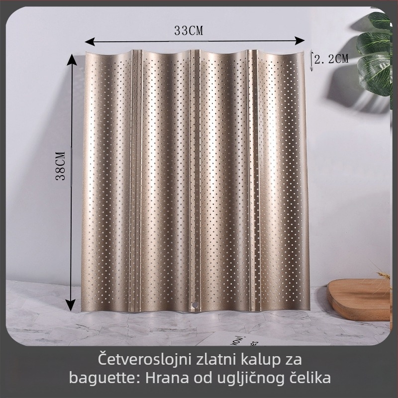 Beike Okrugla kalupa za bagete s neprimjenjivim premazom od karbonske čelika, 2/3/4 komore; pogodna za pizzu, tortu i mousse