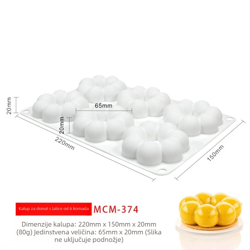 Silikonski kalup za mousse i čokoladu s 6 odjeljaka i raznolikim oblicima (zvjezdice, Rubikova kocka, srce); pogodan za fondant čokoladu, ručno izrađene sapune i mirisne svijeće.