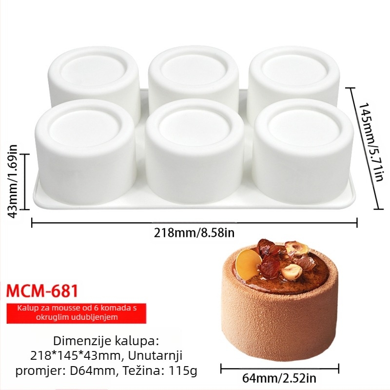 Silikonski kalup za mousse i čokoladu s 6 odjeljaka i raznolikim oblicima (zvjezdice, Rubikova kocka, srce); pogodan za fondant čokoladu, ručno izrađene sapune i mirisne svijeće.