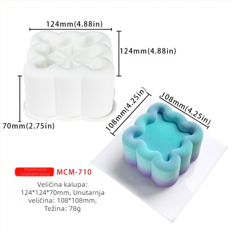 Silikonski kalup za mousse i čokoladu s 6 odjeljaka i raznolikim oblicima (zvjezdice, Rubikova kocka, srce); pogodan za fondant čokoladu, ručno izrađene sapune i mirisne svijeće.