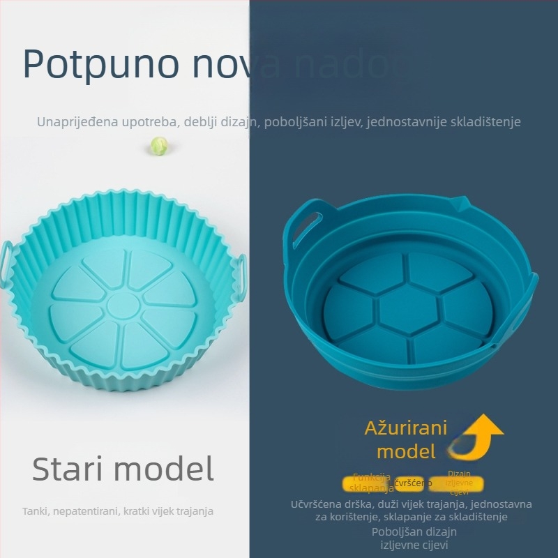 Sklopivi silikonizirani set za kuhanje na zraku, friteza na zrak, tanjur za mikrovalnu i podloga za pečenje, prehrambeni silikon