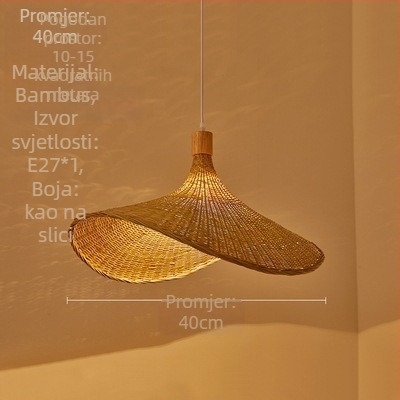 Viseći luster s kabelom; tijelo od bambusa; abažur od bambusa; LED rasvjeta; 220V