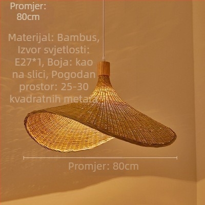 Viseći luster s kabelom; tijelo od bambusa; abažur od bambusa; LED rasvjeta; 220V