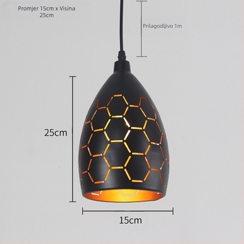 Željezni luster, retro industrijski stil, LED svjetlo, 220V, domet 10–15㎡