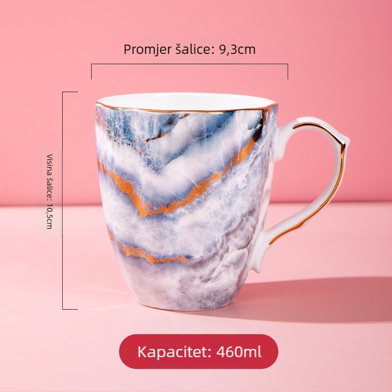 Šalica od kostnog porcelana s više od 36% praha kostiju, nepravilan oblik, cvjetni uzorak, visoka otpornost na temperaturu, mogućnost ispisa logotipa