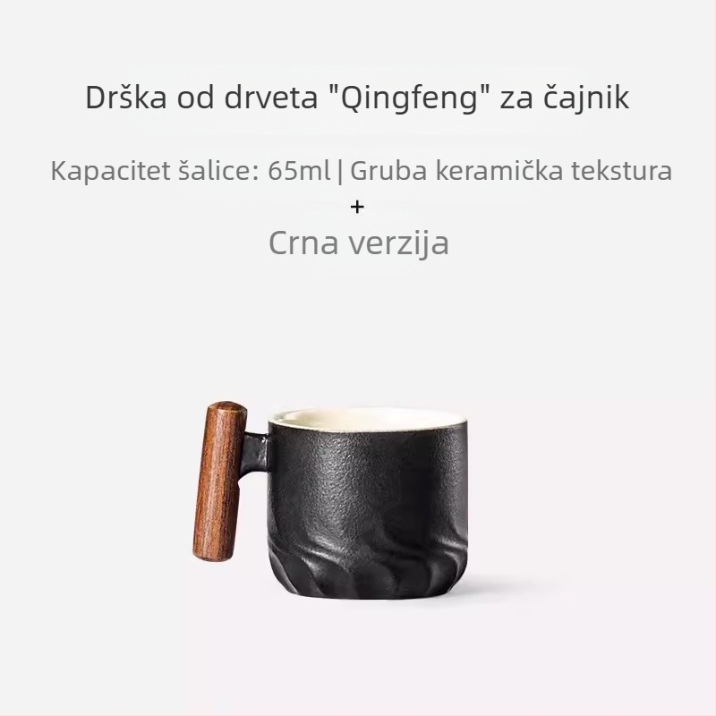 Keramička šalica za kavu s drškom – japanskog stila, glazura peći, zaštita od opeklina, za kućnu upotrebu.