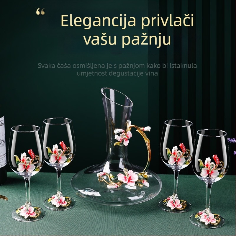 Premium staklena čaša za vino s okretno dekantom i dizajnom Phalaenopsis – 1-dijelni set za piće (izlazi 2025)