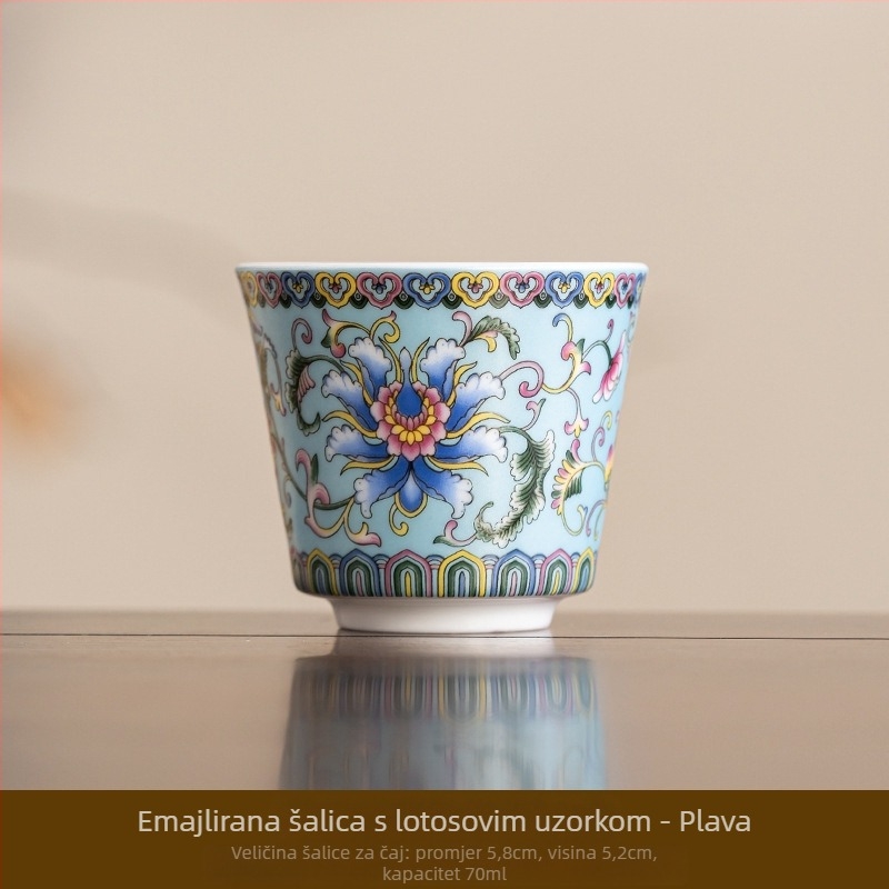 Keramička emajlirana šalica za čaj – kineski stil, jednostavan dizajn, spremna za poklon