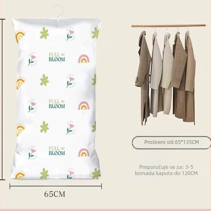 Du Tuo Vakuumska Kompresijska Torba za Jaknu s Perjem, Bočnim Vješanjem, PET/PE Materijal