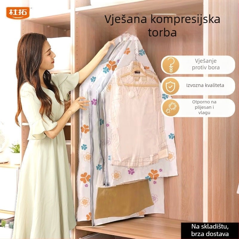 Du Tuo Vakuumska Kompresijska Torba za Jaknu s Perjem, Bočnim Vješanjem, PET/PE Materijal