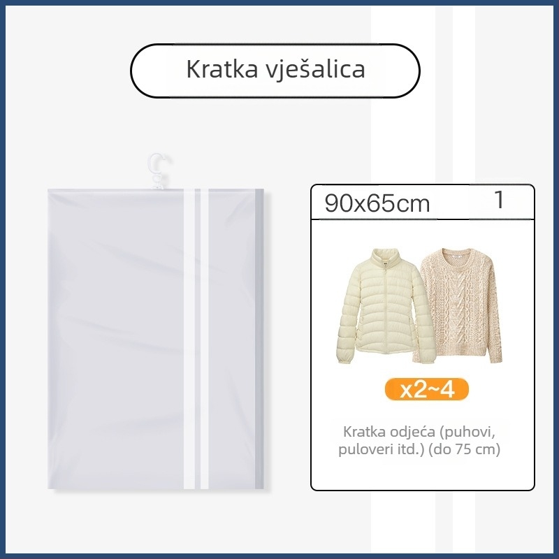 Du Tuo Vakuumska Kompresijska Torba za Jaknu s Perjem, Bočnim Vješanjem, PET/PE Materijal