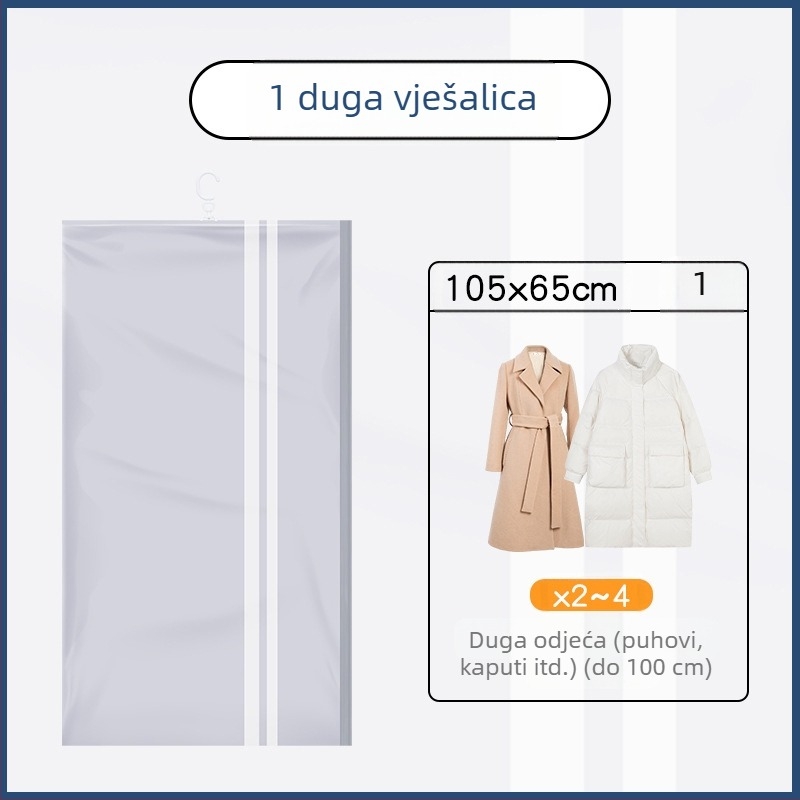 Du Tuo Vakuumska Kompresijska Torba za Jaknu s Perjem, Bočnim Vješanjem, PET/PE Materijal