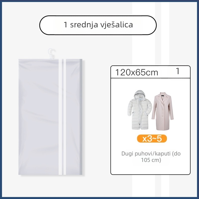 Du Tuo Vakuumska Kompresijska Torba za Jaknu s Perjem, Bočnim Vješanjem, PET/PE Materijal