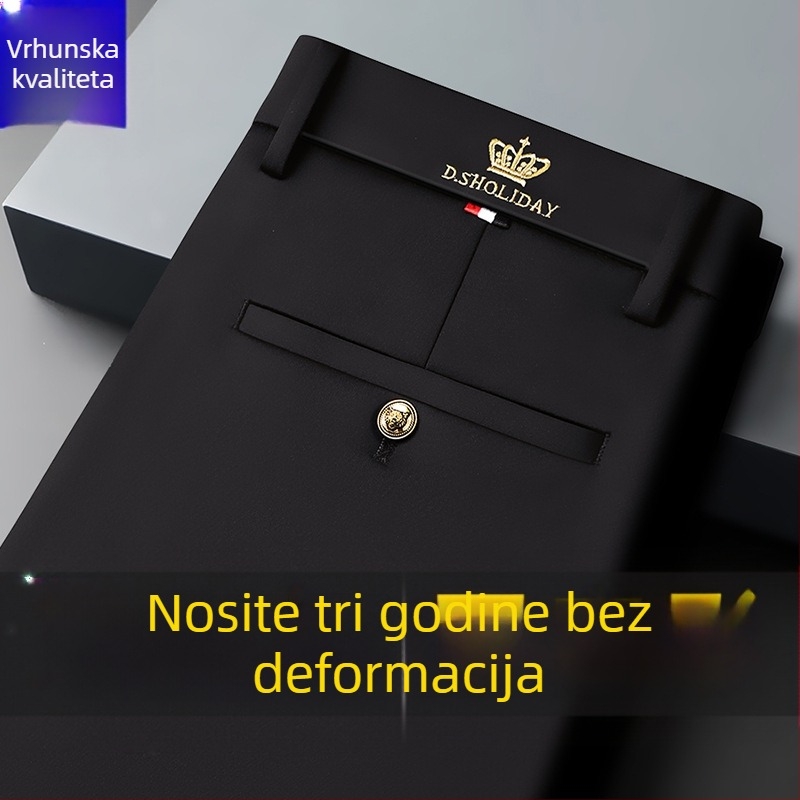 Muške jesenske ležerne hlače poslovnog stila, ravni kroj, bez glačanja