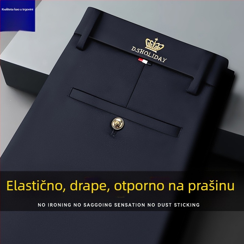Muške jesenske ležerne hlače poslovnog stila, ravni kroj, bez glačanja