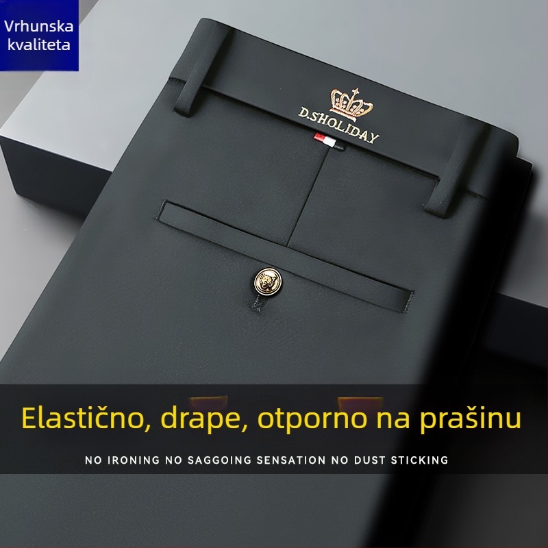 Muške jesenske ležerne hlače poslovnog stila, ravni kroj, bez glačanja