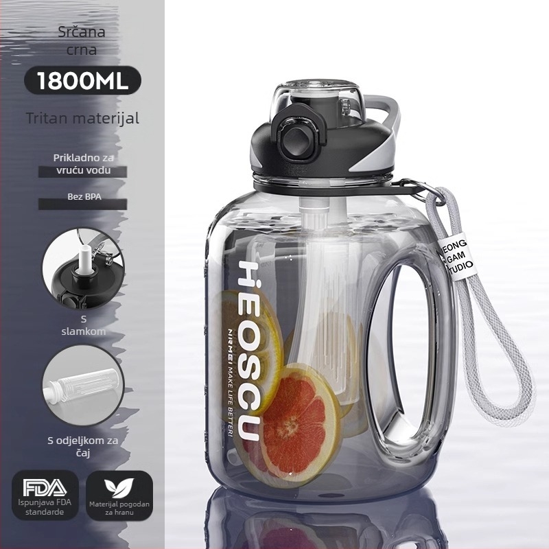 Sportska boca za vodu s odjeljivanjem čaja, otporna na visoke temperature, velika kapaciteta; Materijal: Plastika; Brend: Drugo