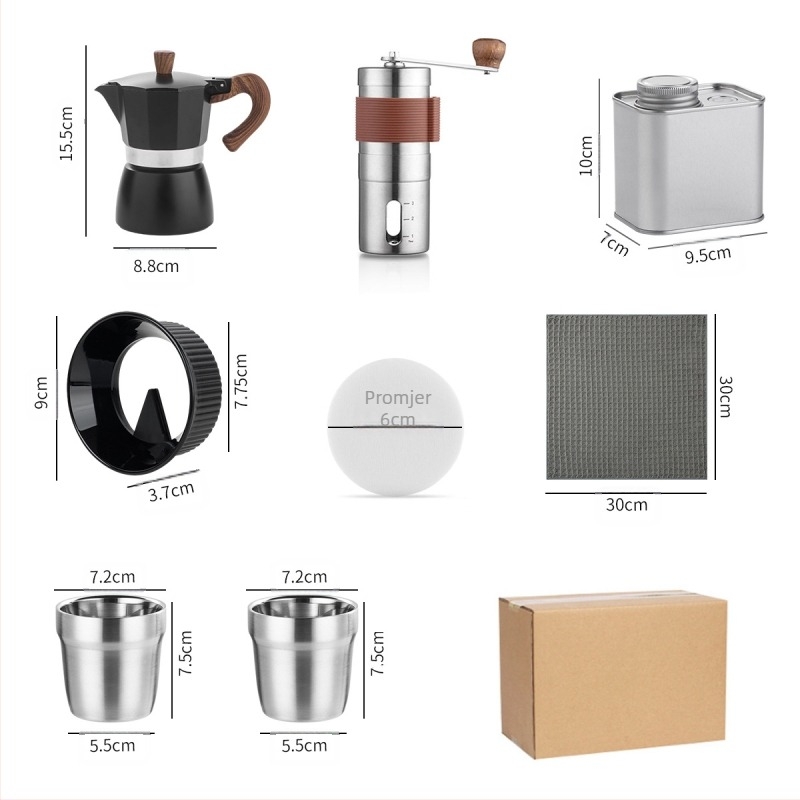 Moka lonac kava set – moderni minimalistički stil, marka Choxila, izlazak 2022, kartonsko pakiranje
