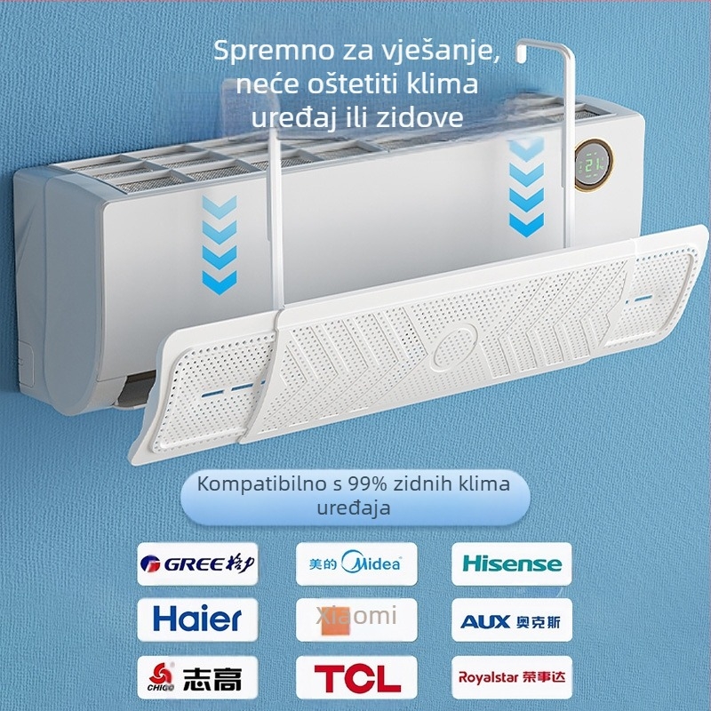 Deflektor zraka za klimatizaciju – povlačivi, zidni, instalacija bez alata, zaštita od izravnog strujanja zraka
