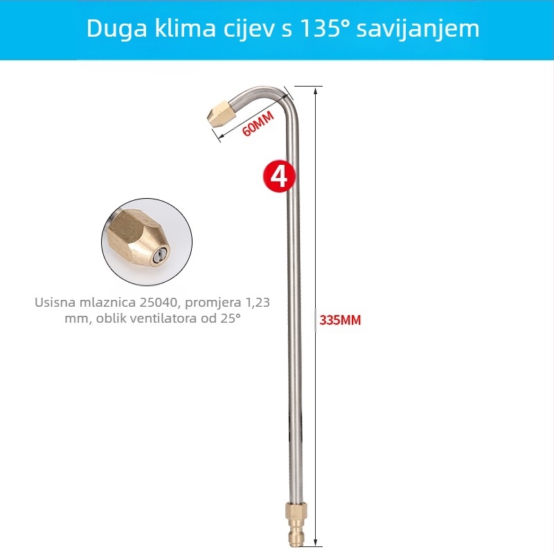 Visokotlačni vodeni pištolj za čišćenje klima uređaja — nehrđajući kutni priključak, bakreni brzi spoj, mlaznica oblika ventilatora