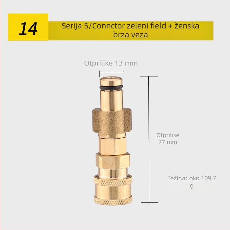 Visokotlačni vodeni pištolj za čišćenje klima uređaja — nehrđajući kutni priključak, bakreni brzi spoj, mlaznica oblika ventilatora