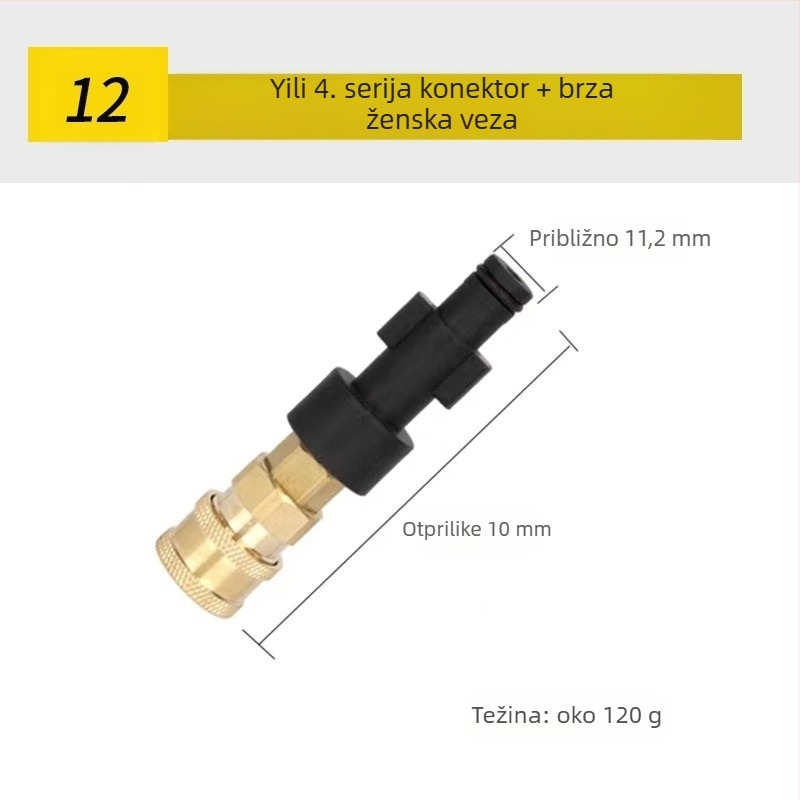 Visokotlačni vodeni pištolj za čišćenje klima uređaja — nehrđajući kutni priključak, bakreni brzi spoj, mlaznica oblika ventilatora
