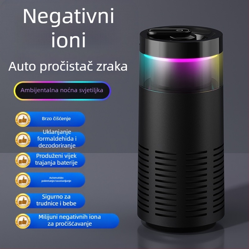 Prijenosni čistač zraka za automobil i dom, uklanja dim od pasivnog pušenja, formaldehid i mirisi