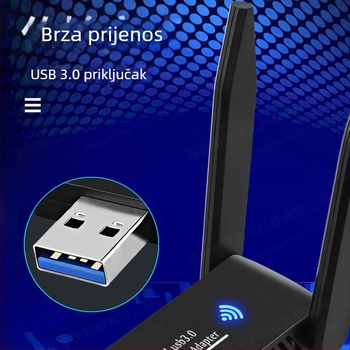 USB Wi-Fi adapter 1300 Mbps, dvostruka frekvencija 2.4 GHz/5.8 GHz, 802.11b/g/n, bez upravljačkog programa