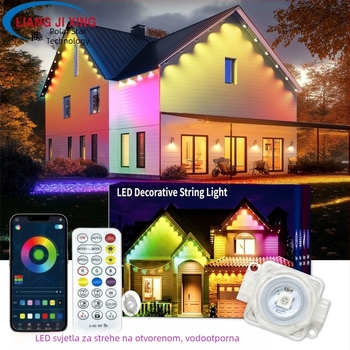 RGB LED svjetlo za eaves s WiFi APP upravljanjem i glasovnim upravljanjem, 24V, 30x5050 RGB LED, vodootporno, prigušivo