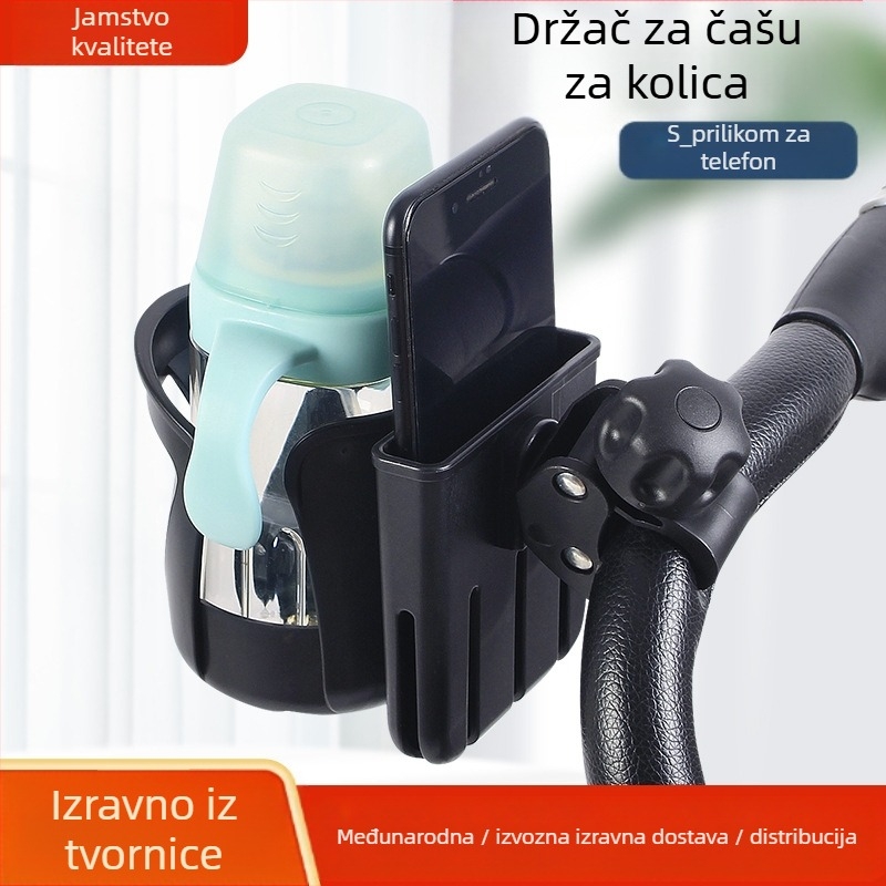 Universalni držač čaše za kolica — za bočice i napitke — ABS materijal — kompatibilan s kolicima i biciklima — podržava privatne marke