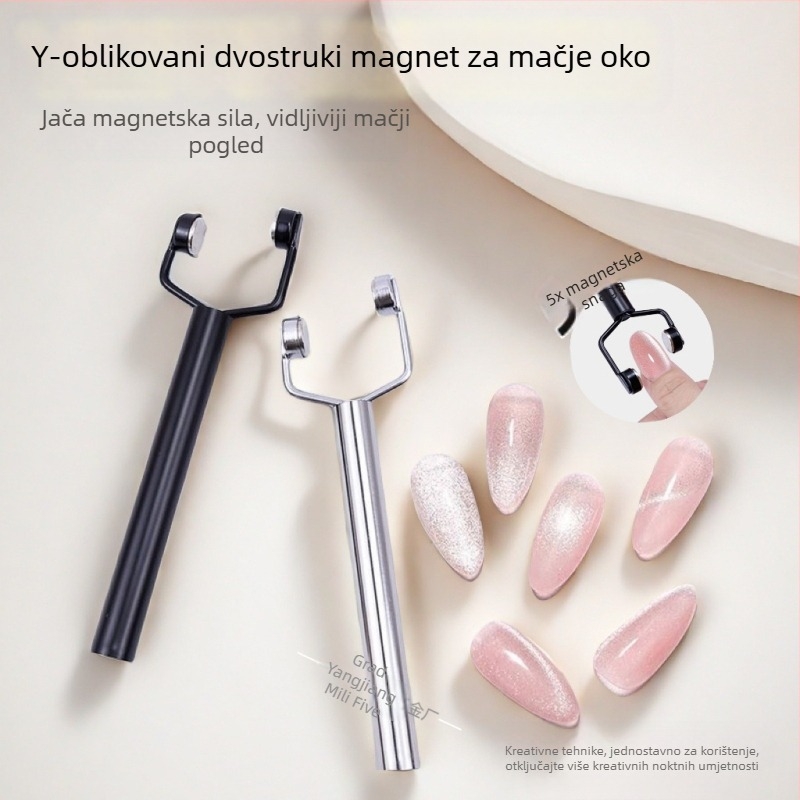 Y-oblik magnet cat-eye za gel lak nokti | dvostruka glava, snažan, višenamjenski, magnet od nehrđajućeg čelika, 42 g