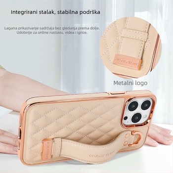 Kućište za telefon s kožnim narukvicom za iPhone 14 i iPhone 13 Pro Max – prava koža, otpor otiscima prstiju, potpuno pokriće, otporno na padove