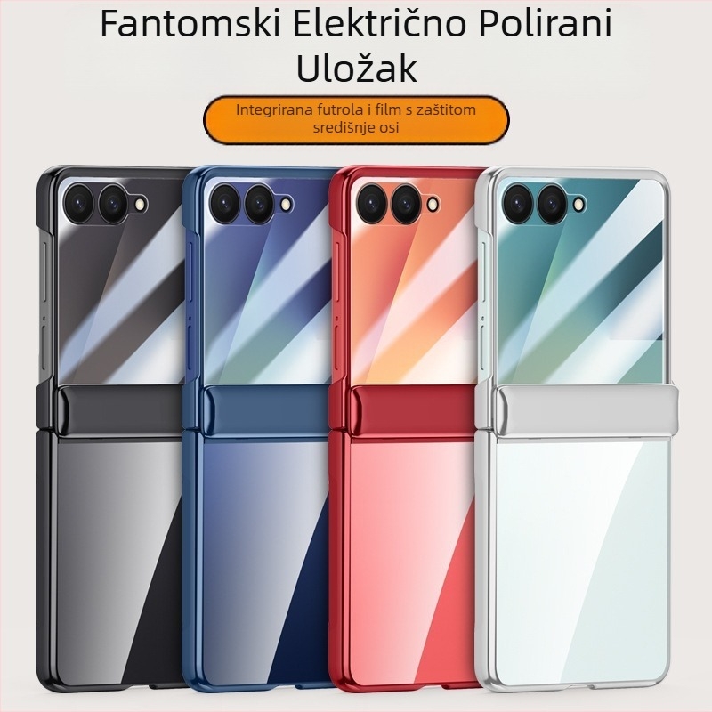PC zaštitna maska za Samsung Galaxy Z Flip7 s elektroplateiranim šarkom i magnetskim zahvatom, ugrađena folija, otporna na habanje i padove