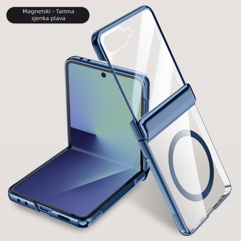 PC zaštitna maska za Samsung Galaxy Z Flip7 s elektroplateiranim šarkom i magnetskim zahvatom, ugrađena folija, otporna na habanje i padove