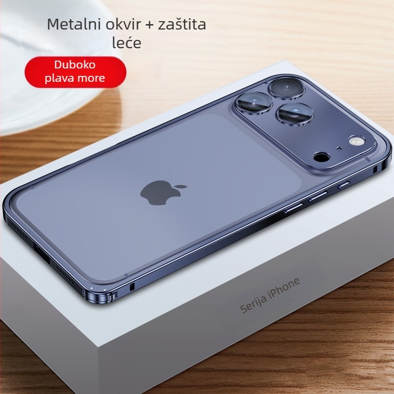 Kućište od metalnog okvira za iPhone s folijom za zaštitu leće; kompatibilno s iPhone 17 Pro Max i 16 Pro; materijal: metal; izrada: vruće savijanje; funkcije: otporan na udarce, disipacija topline, zaštita od otisaka prstiju.